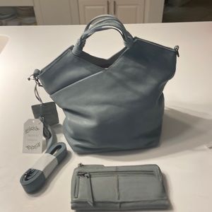 NWT baby blue leather Latico purse and wallet set